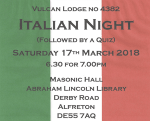 Vulcan Lodge’s Italian Night